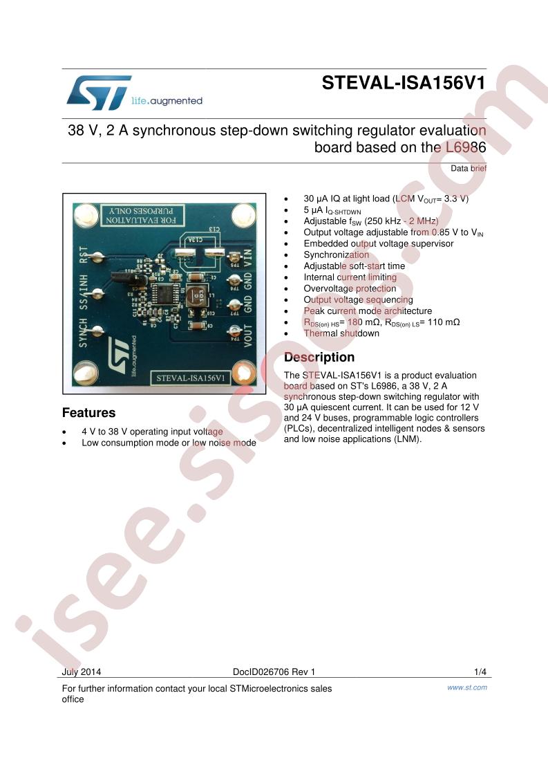 STEVAL-ISA156V1 Brief