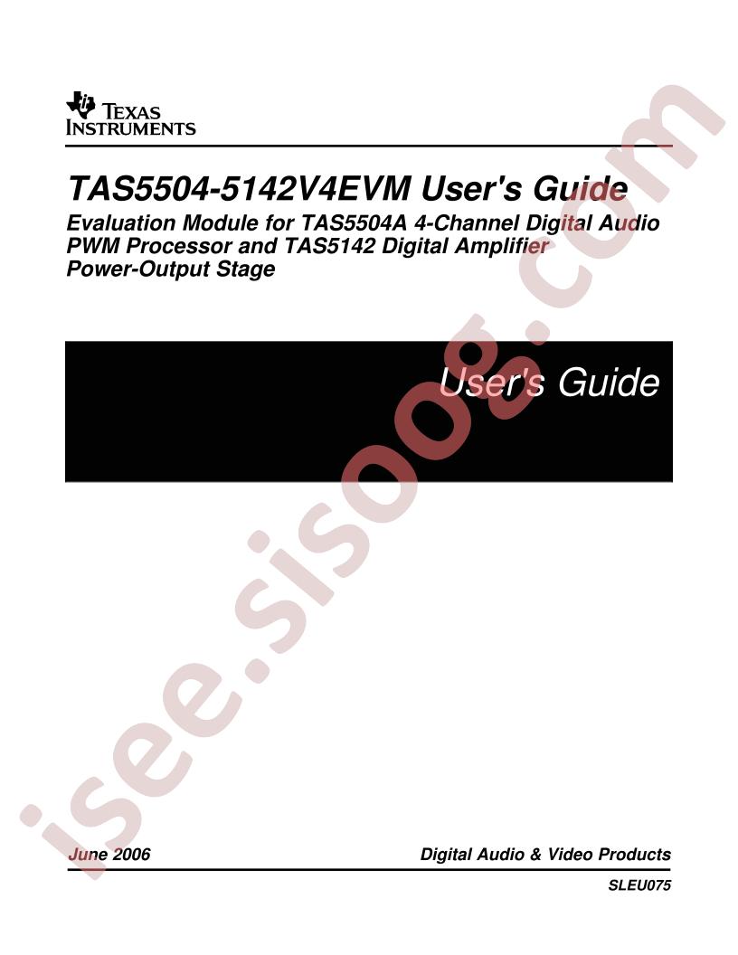 TAS5504-5142V4EVM Users Guide