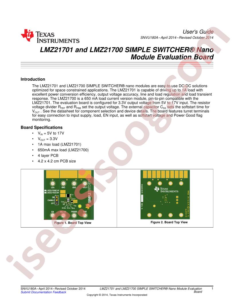 LMZ21700,21701 EVM User Guide