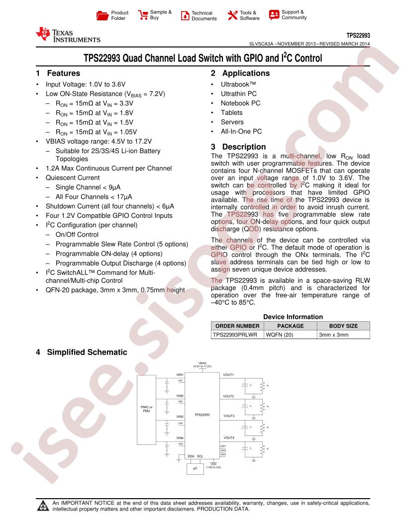 TPS22993 Datasheet