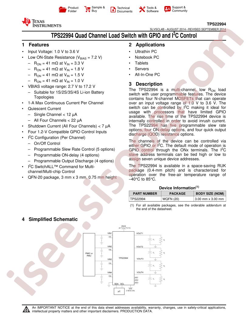 TPS22994 Datasheet