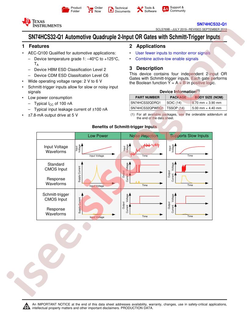 SN74HCS32-Q1 Datasheet