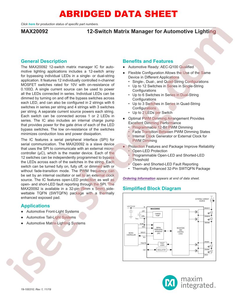 MAX20092 Abridged Datasheet