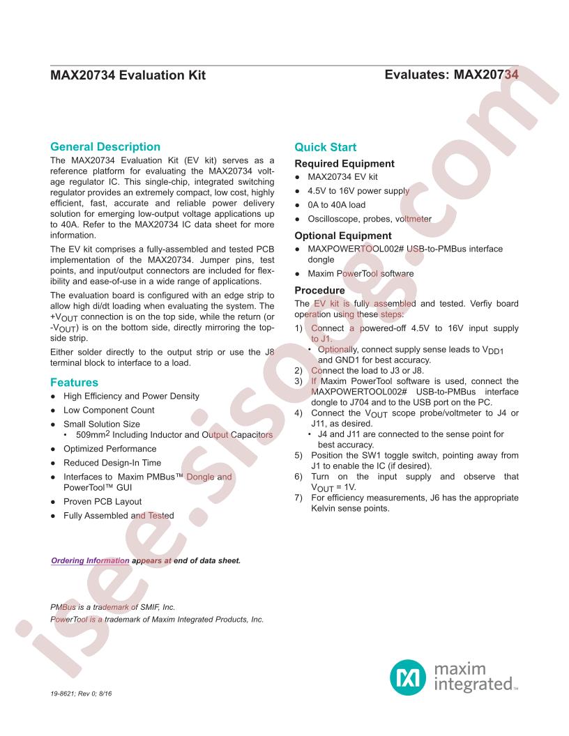 MAX20734 Evaluation Kit