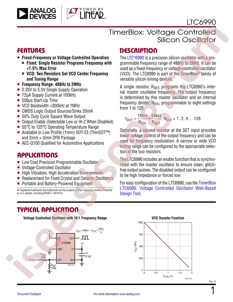 LTC6990 Datasheet