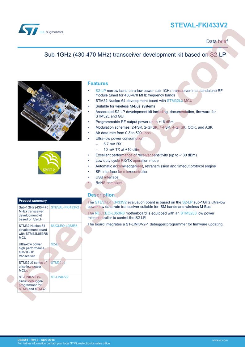 STEVAL-FKI433V2 Brief