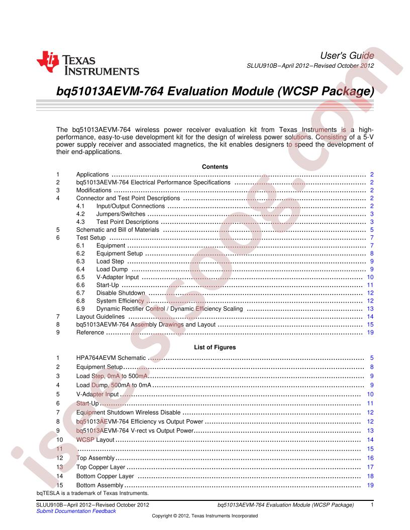 BQ51013AEVM-764 User Guide