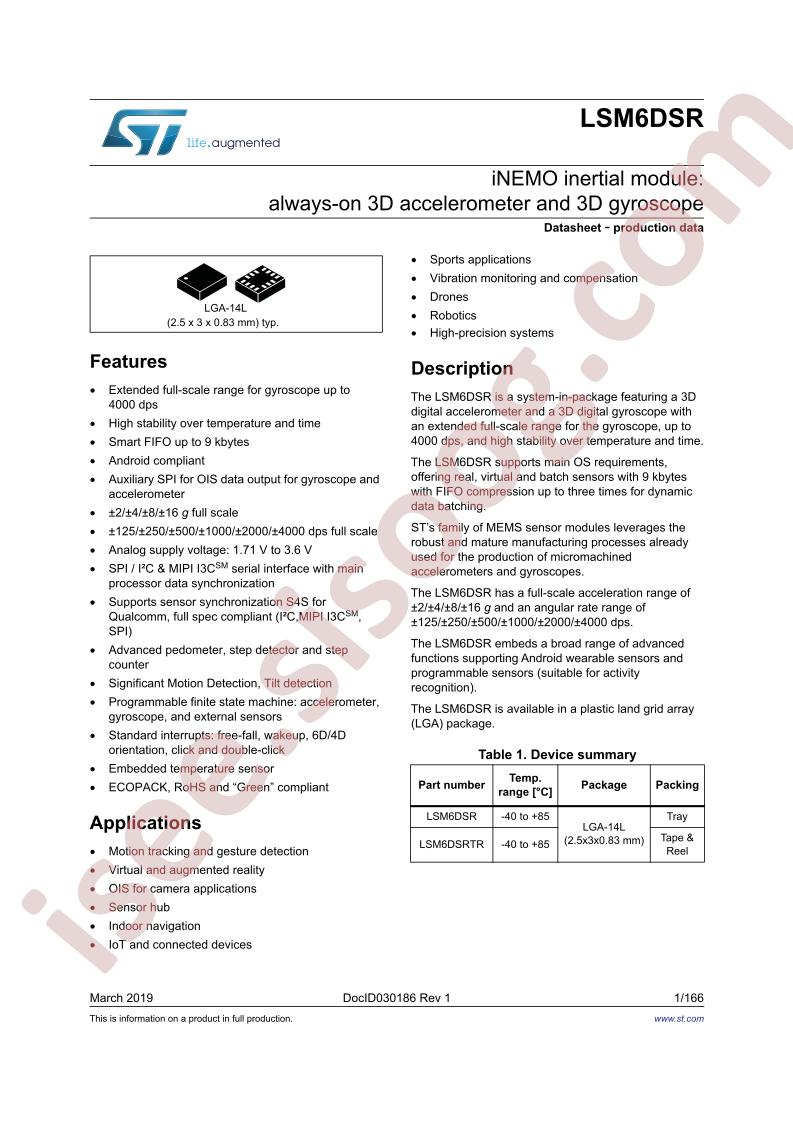 LSM6DSR Datasheet