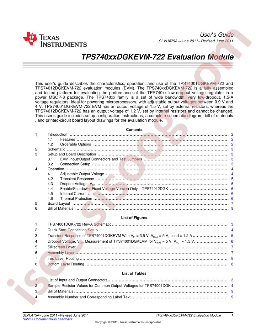 TPS740xxDGKEVM-722 User Guide