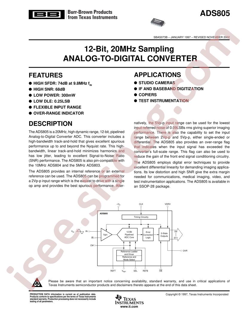 ADS805 Datasheet