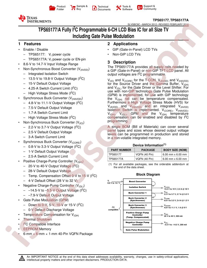 TPS65177(A) Datasheet