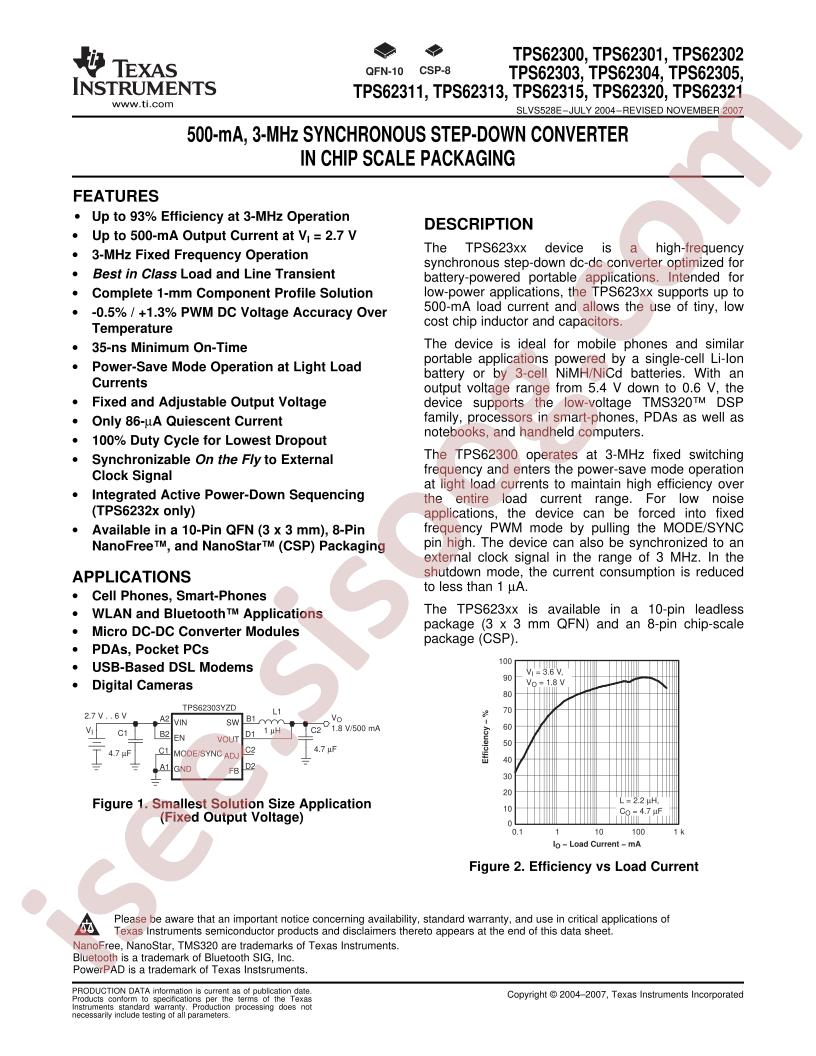 TPS62300-05, TPS62311/13/15/20/21