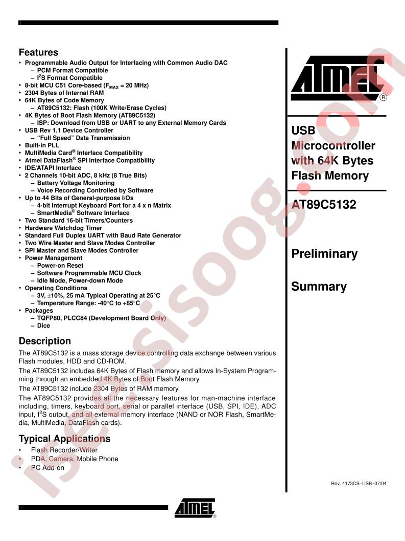 AT89C5132 Summary