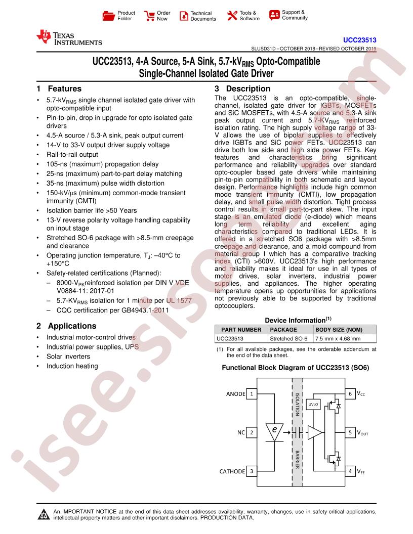 UCC23513 Datasheet