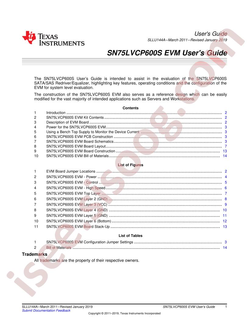 SN75LVCP600S EVM User Guide