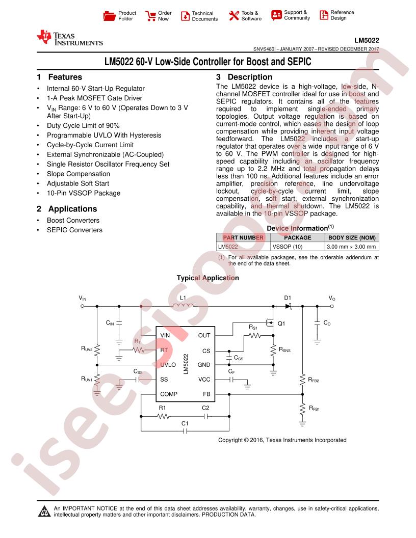 LM5022 Datasheet