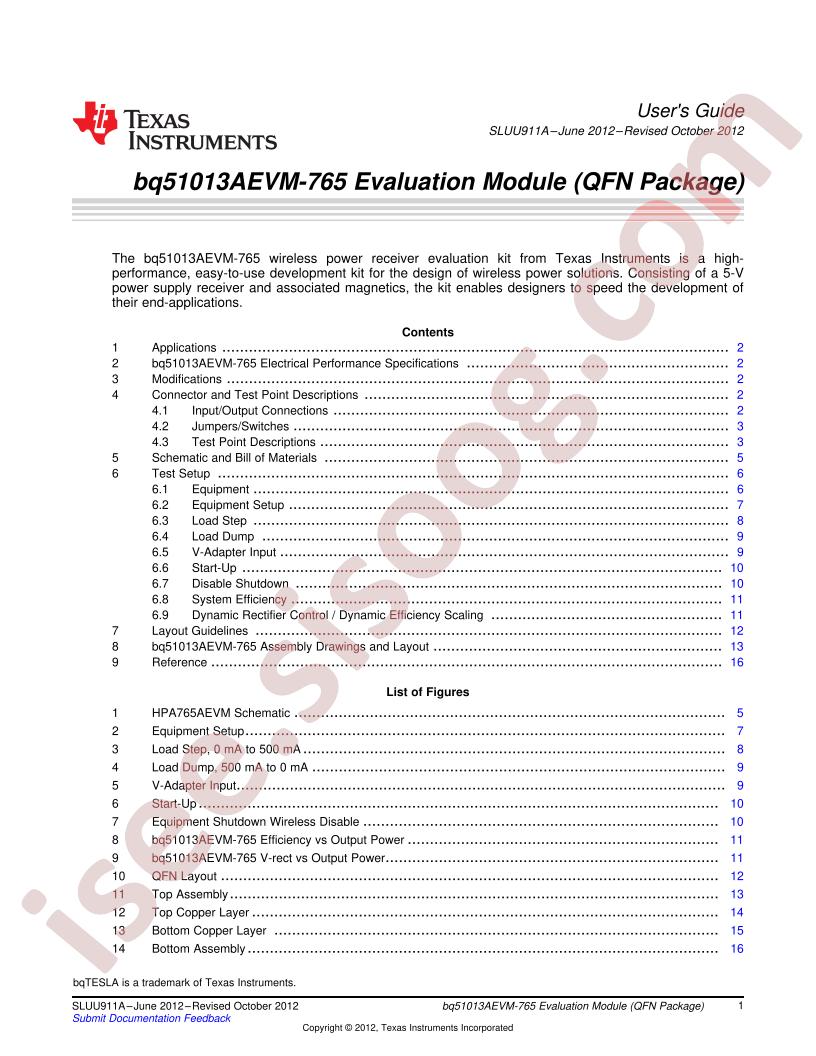 BQ51013AEVM-765 User Guide