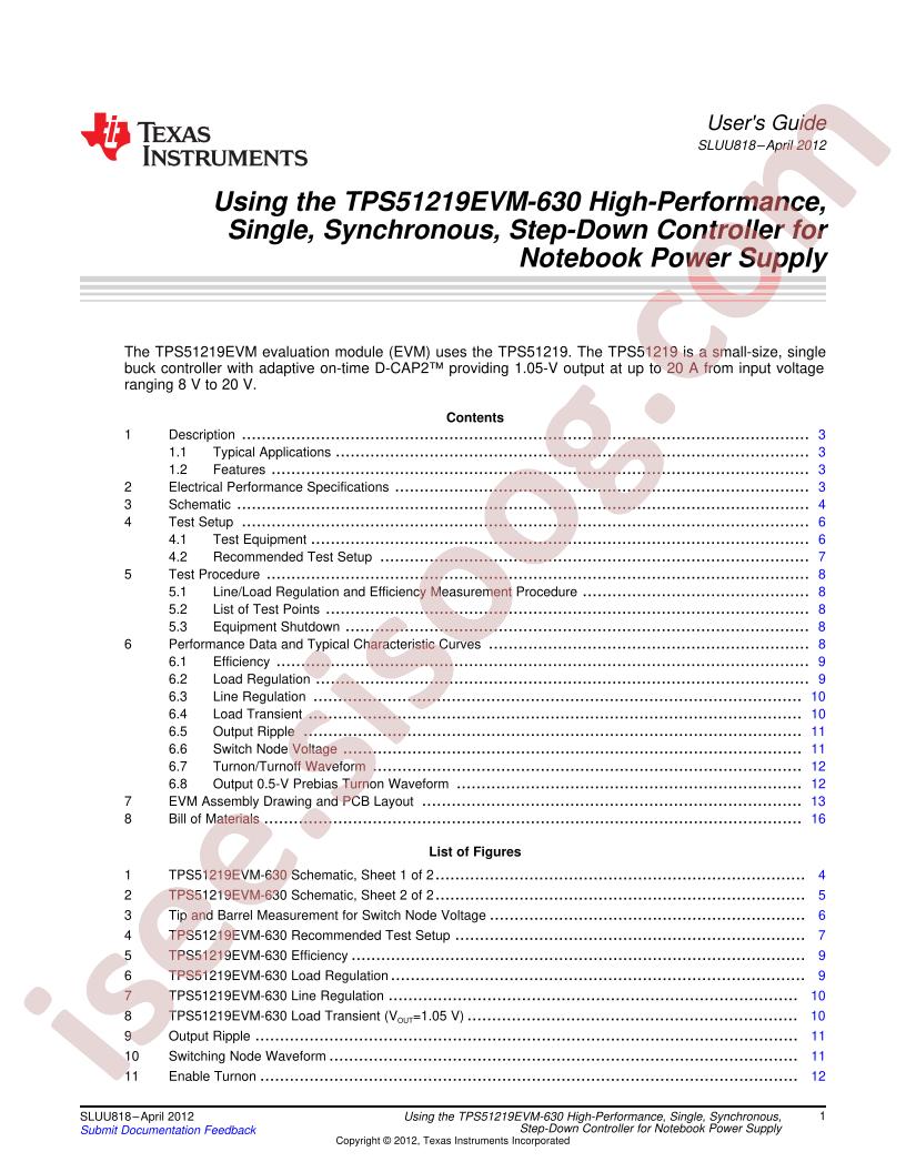 TPS51219EVM-630 User Guide