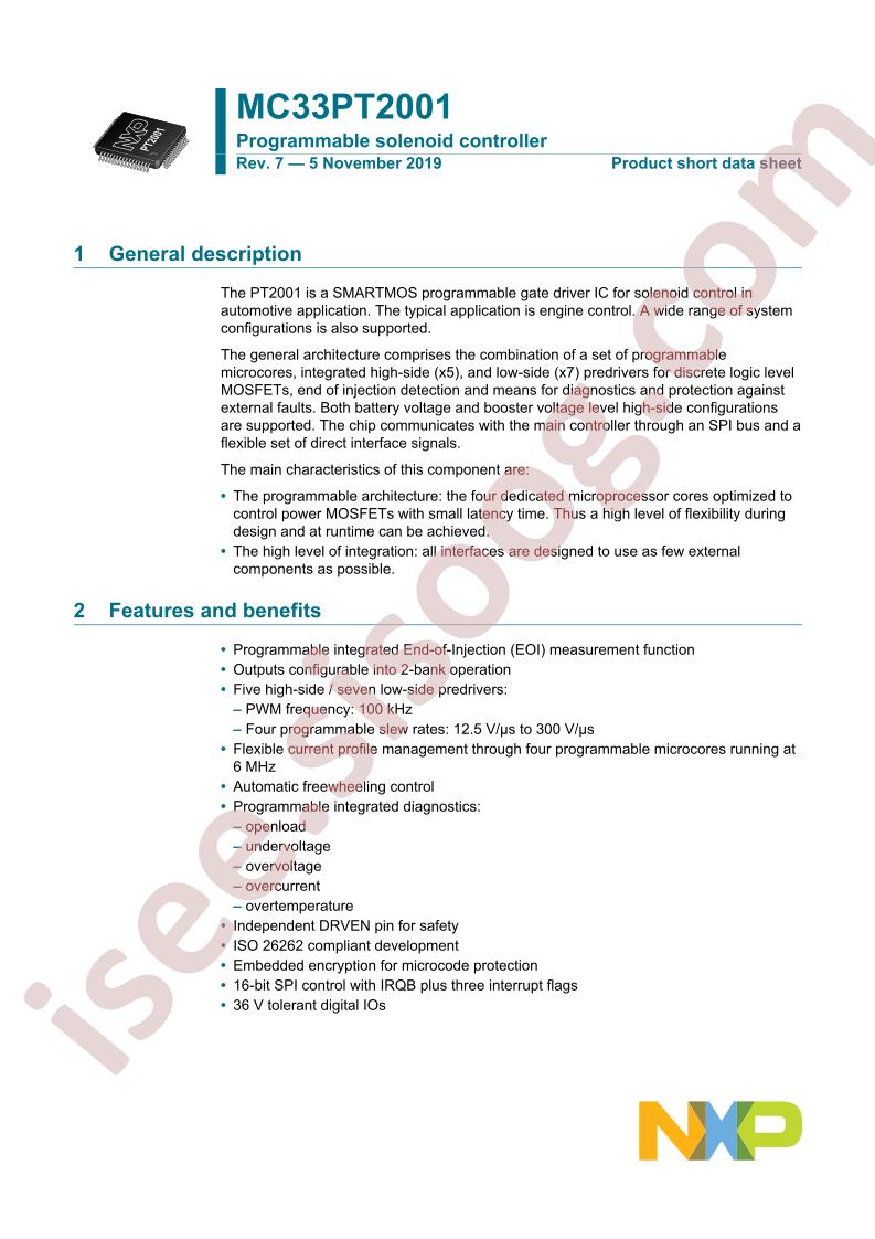 MC33PT2001 Data Short