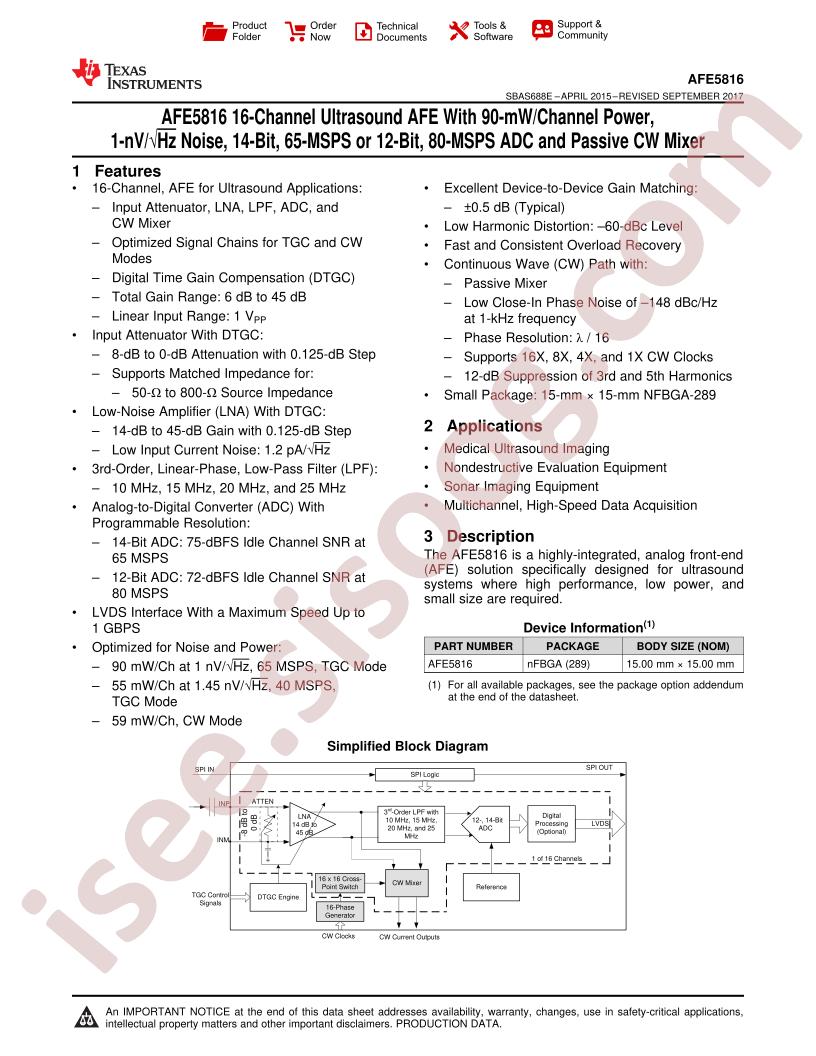 AFE5816 Datasheet