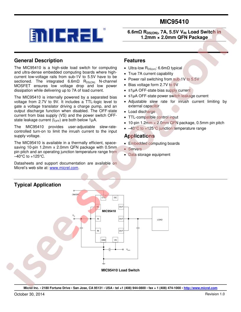 MIC95410 Datasheet