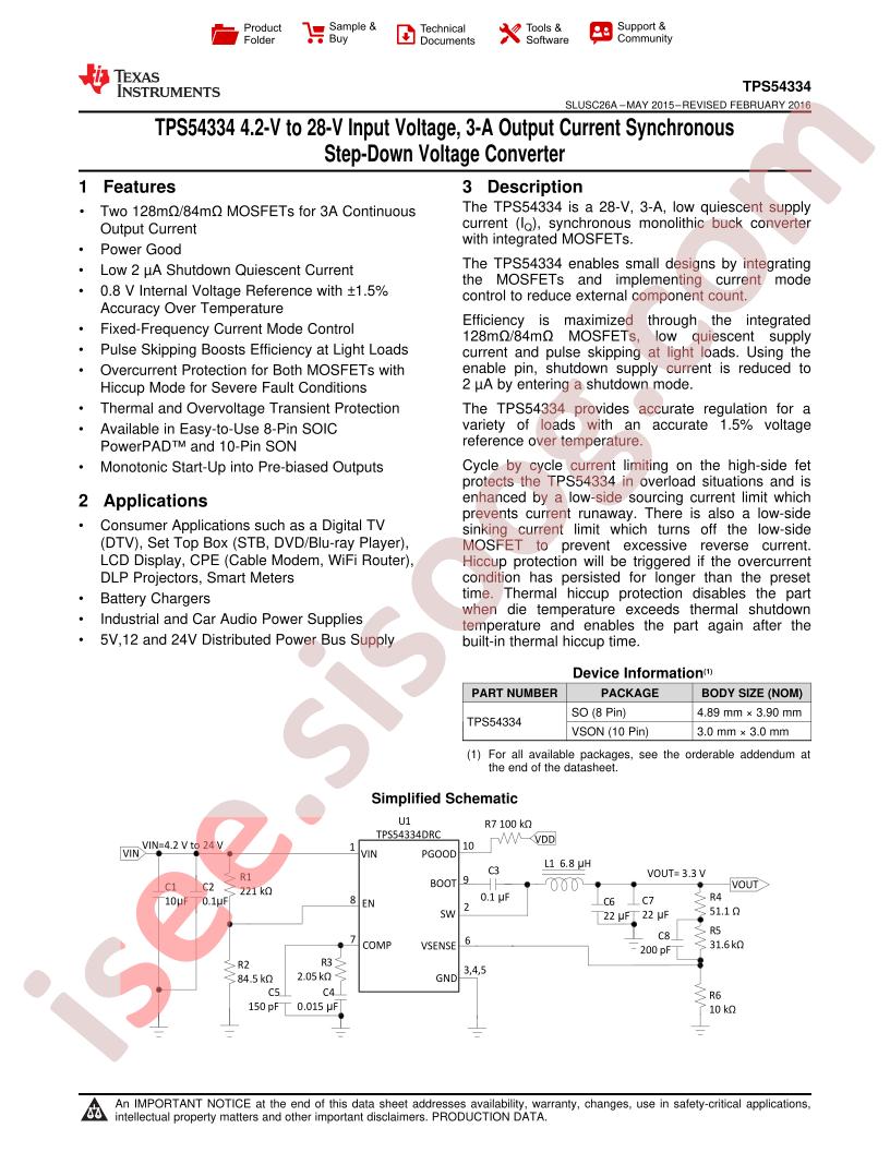 TPS54334 Datasheet