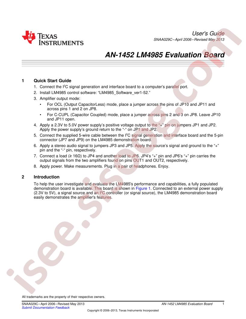 LM4985 Eval Brd Guide