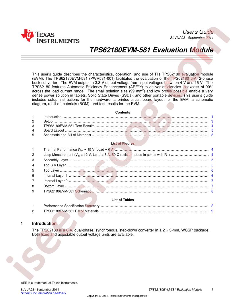 TPS62180EVM-581 User Guide