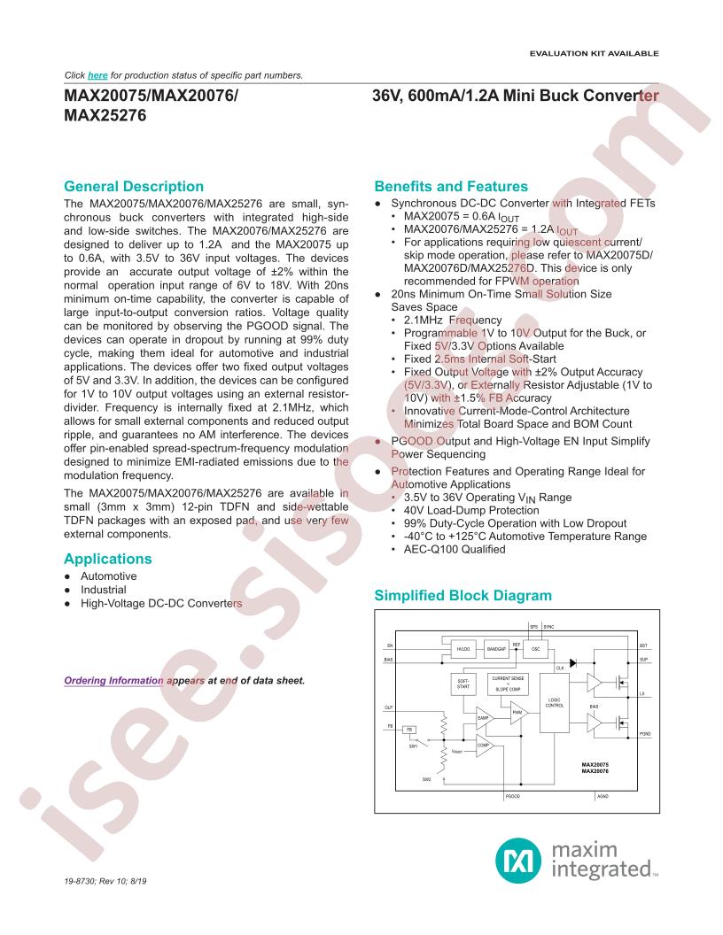 MAX20075-76 Abridged Datasheet