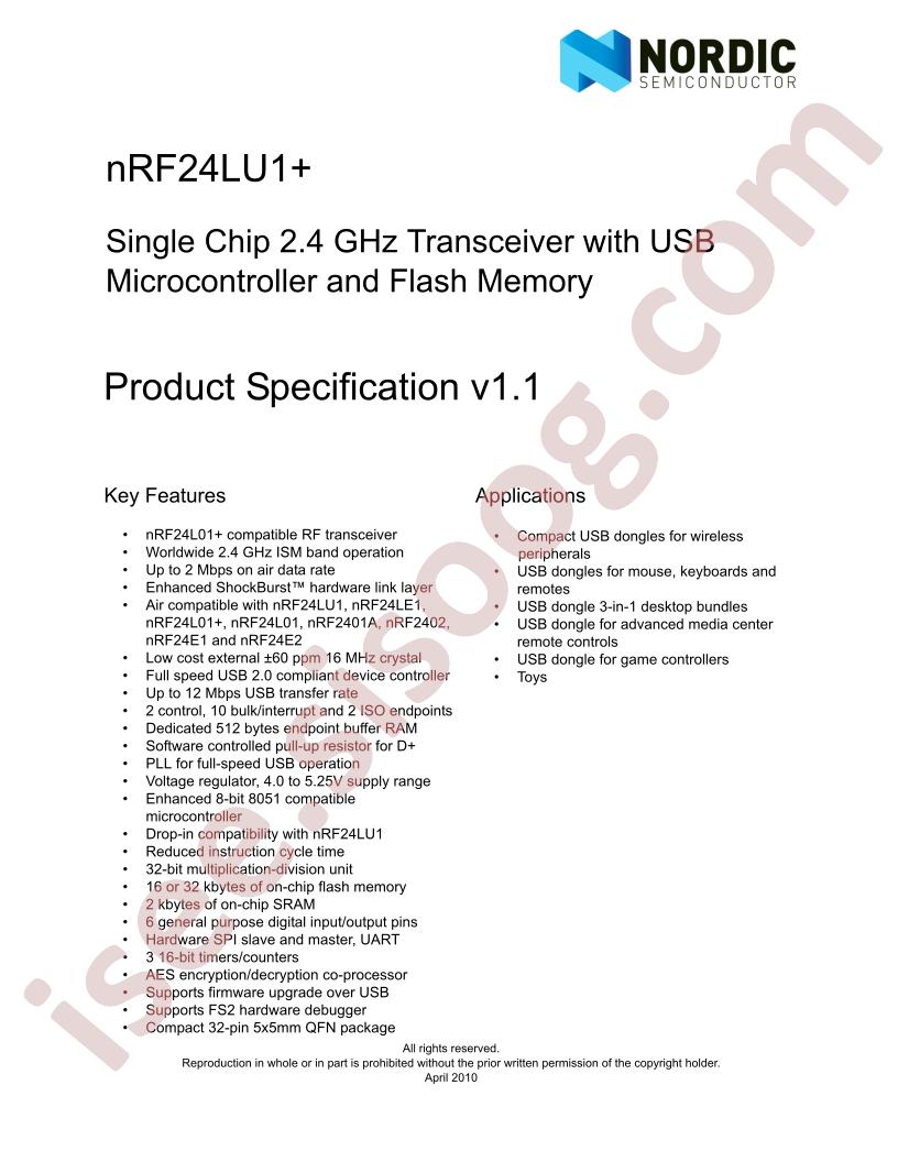 NRF24LU1+ Specification