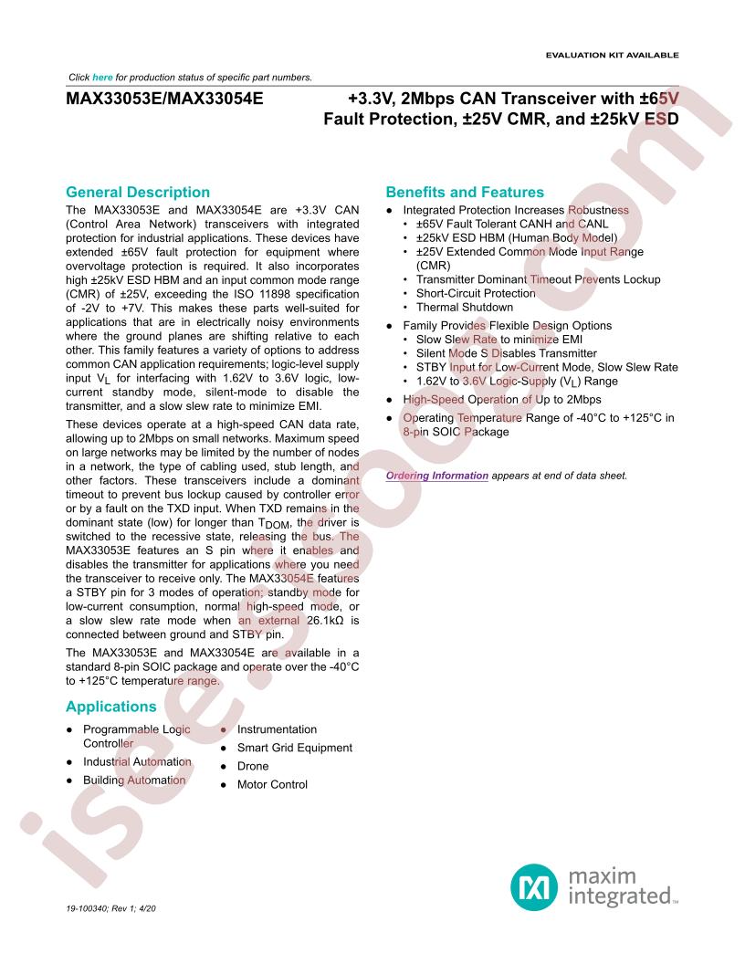 MAX33053E-54E Datasheet
