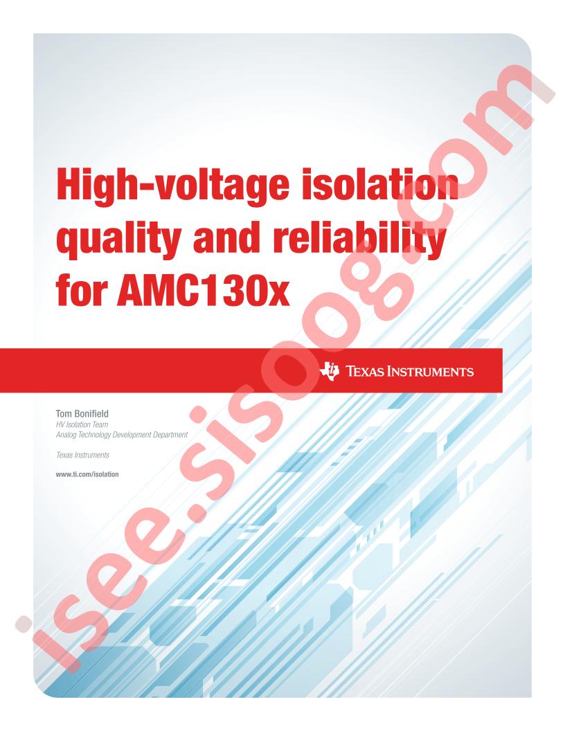 AMC130x High-Voltage Isolation Quality & Reliability