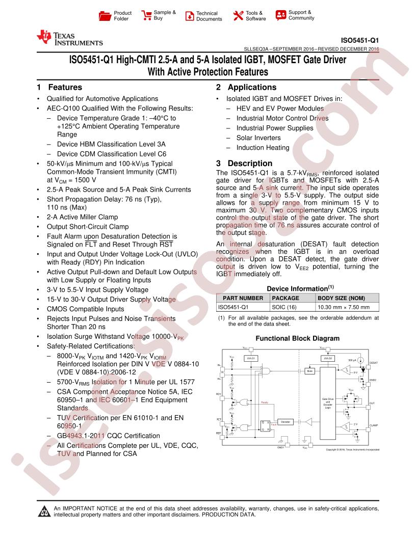 ISO5451-Q1 Datasheet