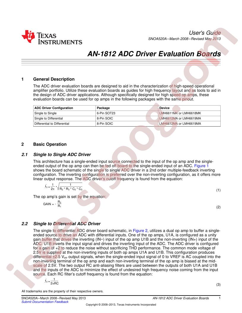 LMH6611,12,18,19 Eval Board AppNote