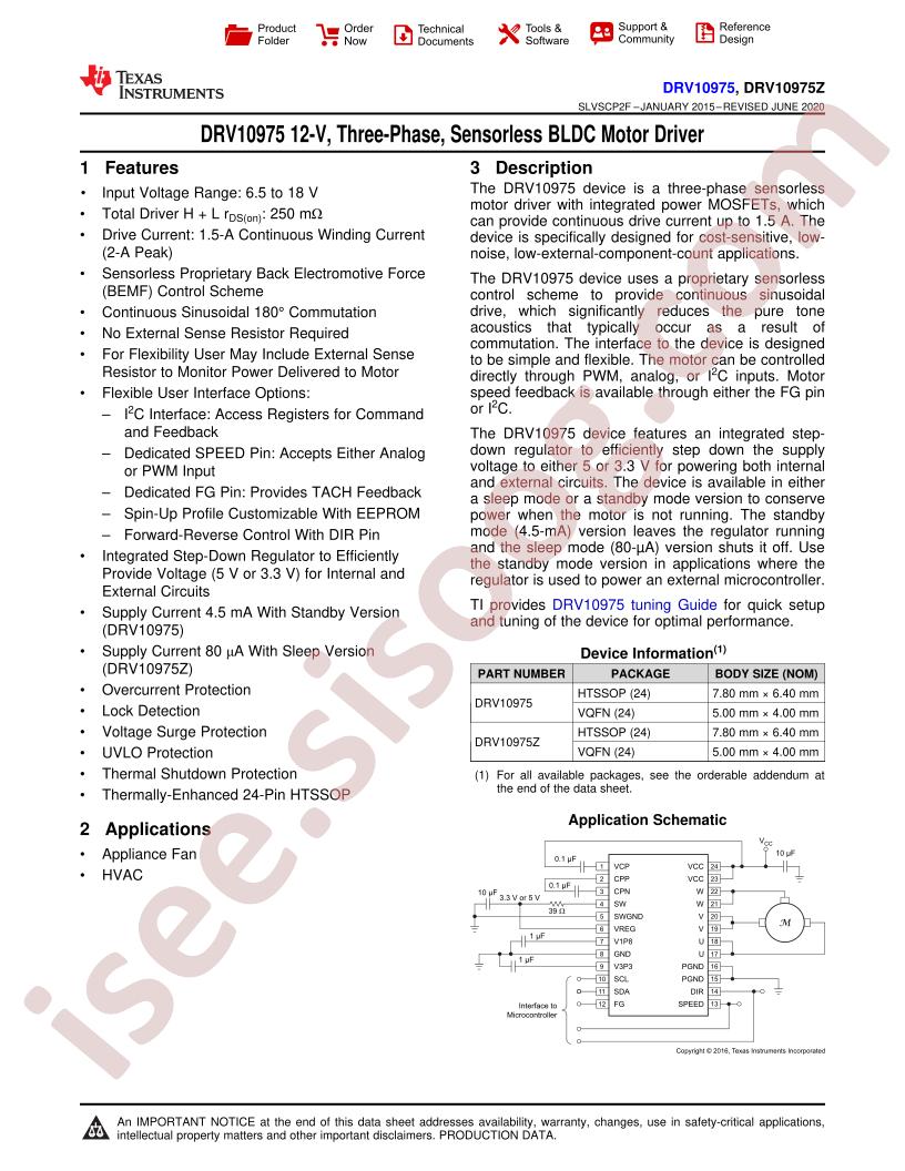 DRV10975 Datasheet