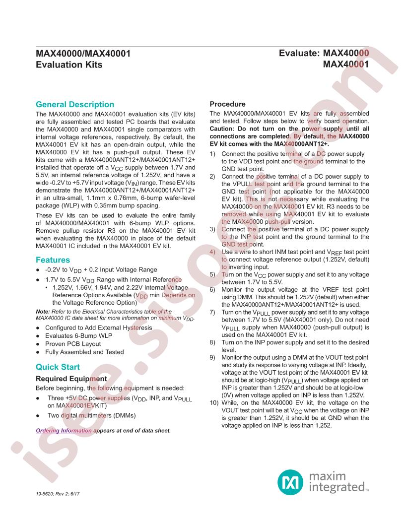 MAX40000-01 Eval Kit Datasheet