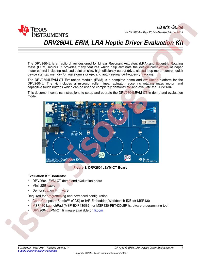 DRV2604LEVM-CT User Guide