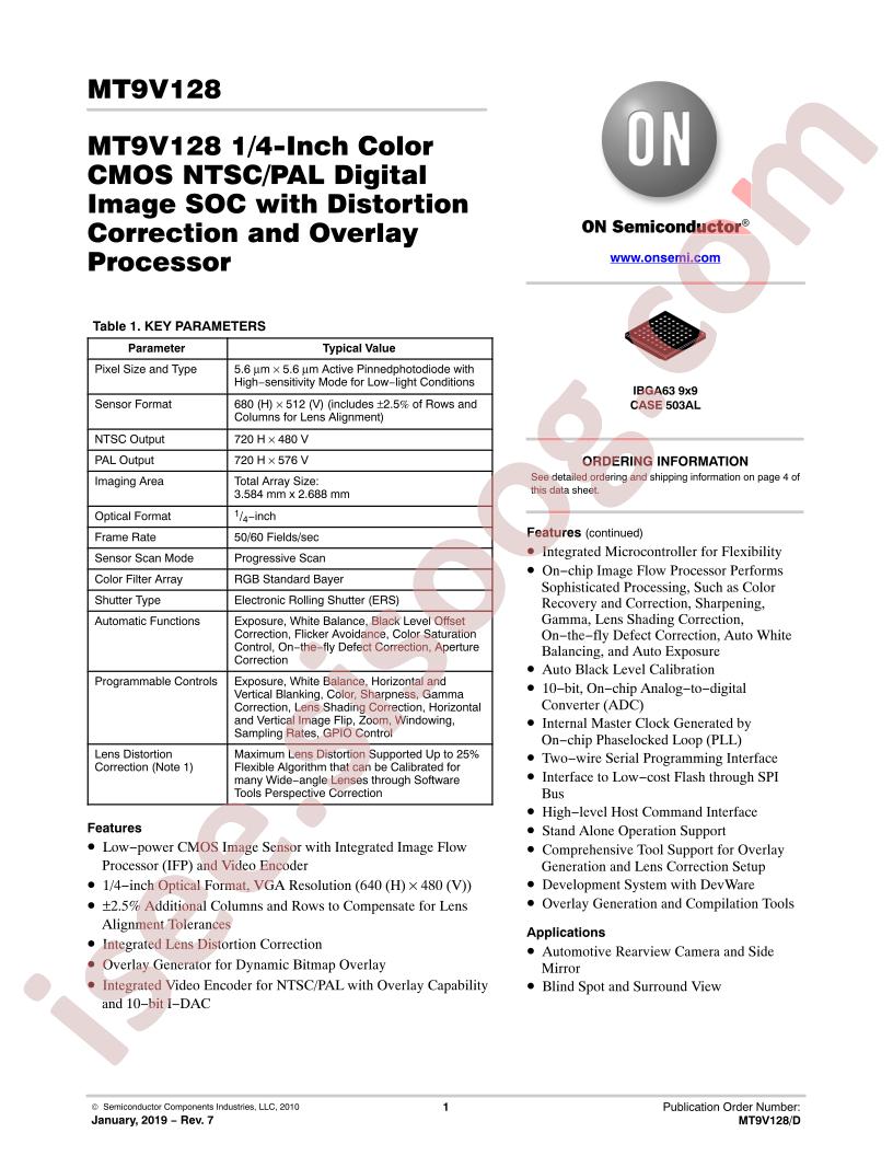 MT9V128 Datasheet