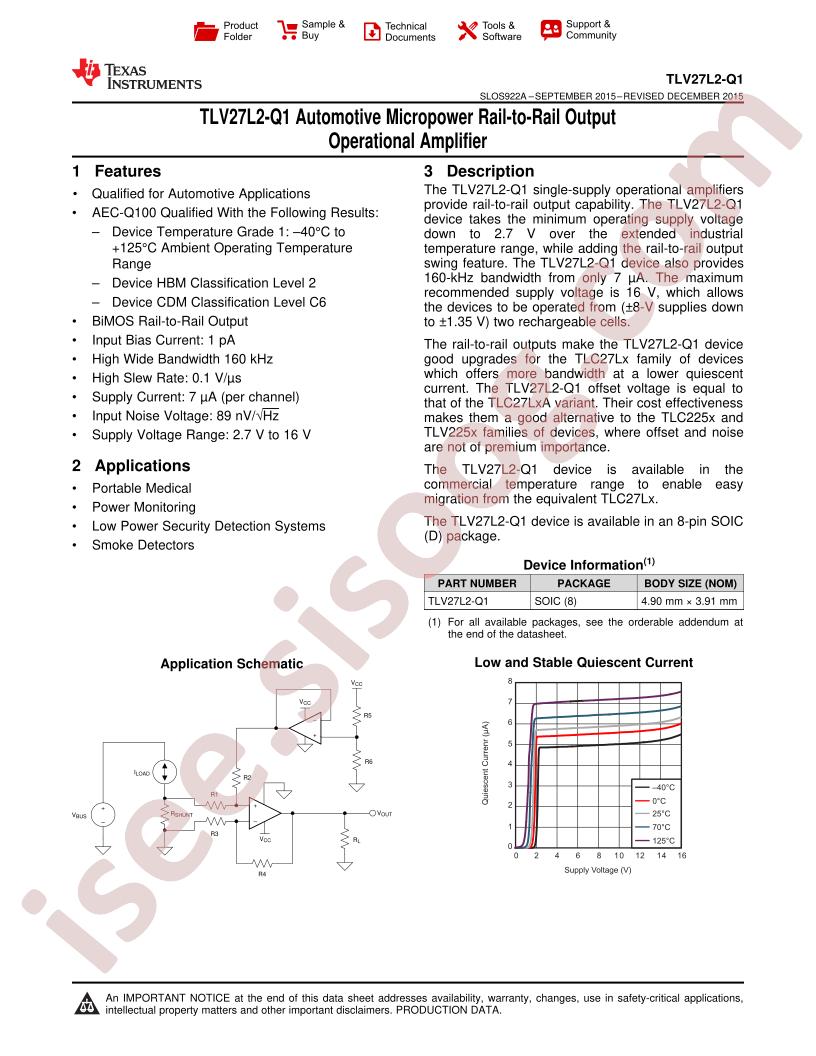 TLV27L2-Q1 Datasheet