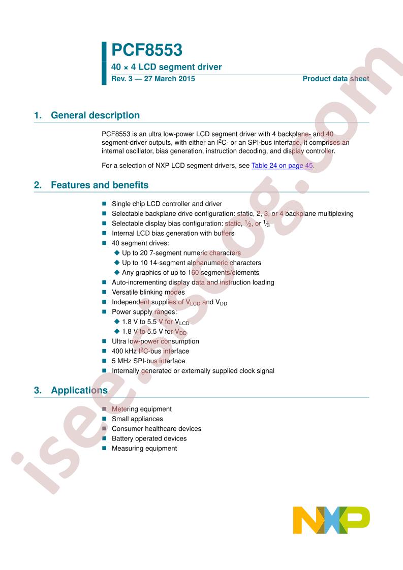 PCF8553 Datasheet