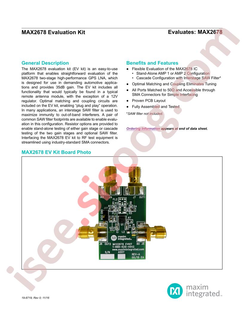 MAX2678 Eval Kit