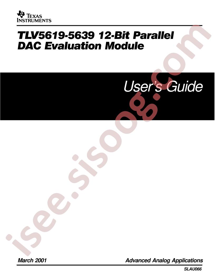 TLV5619-5639 EVM Users Guide