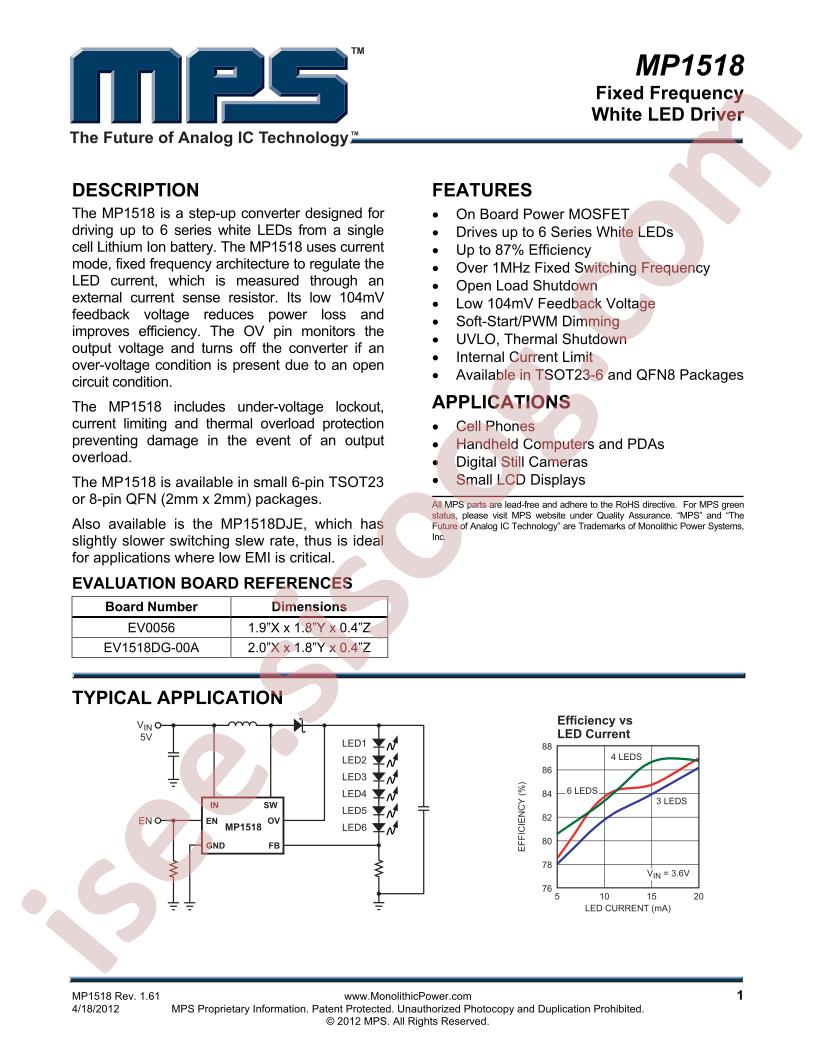 MP1518 Datasheet