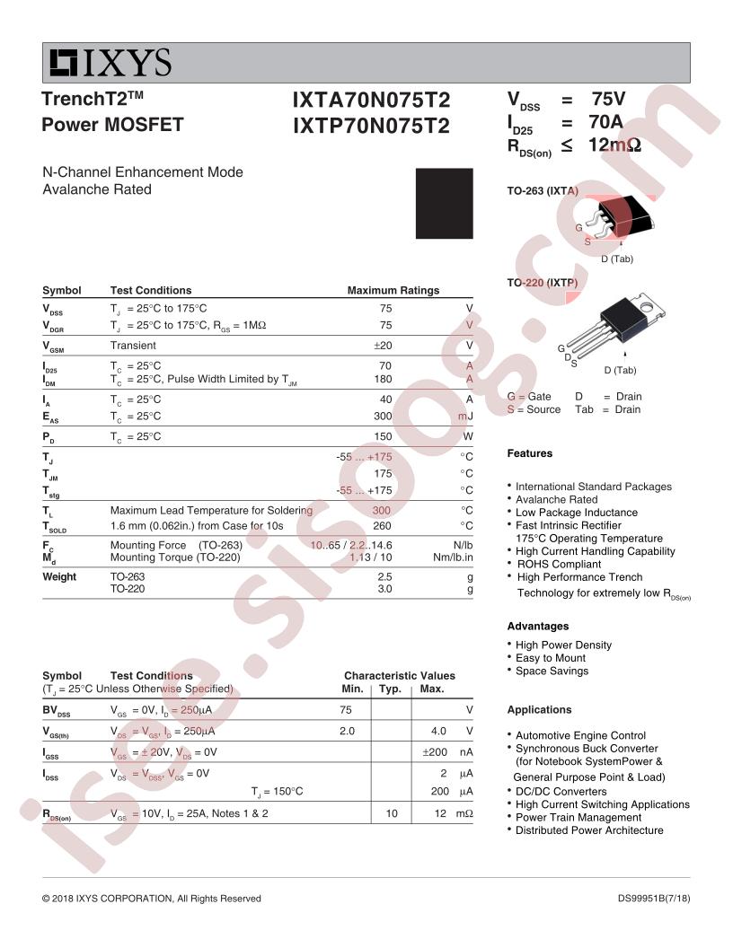 IXT(A,P)70N075T2