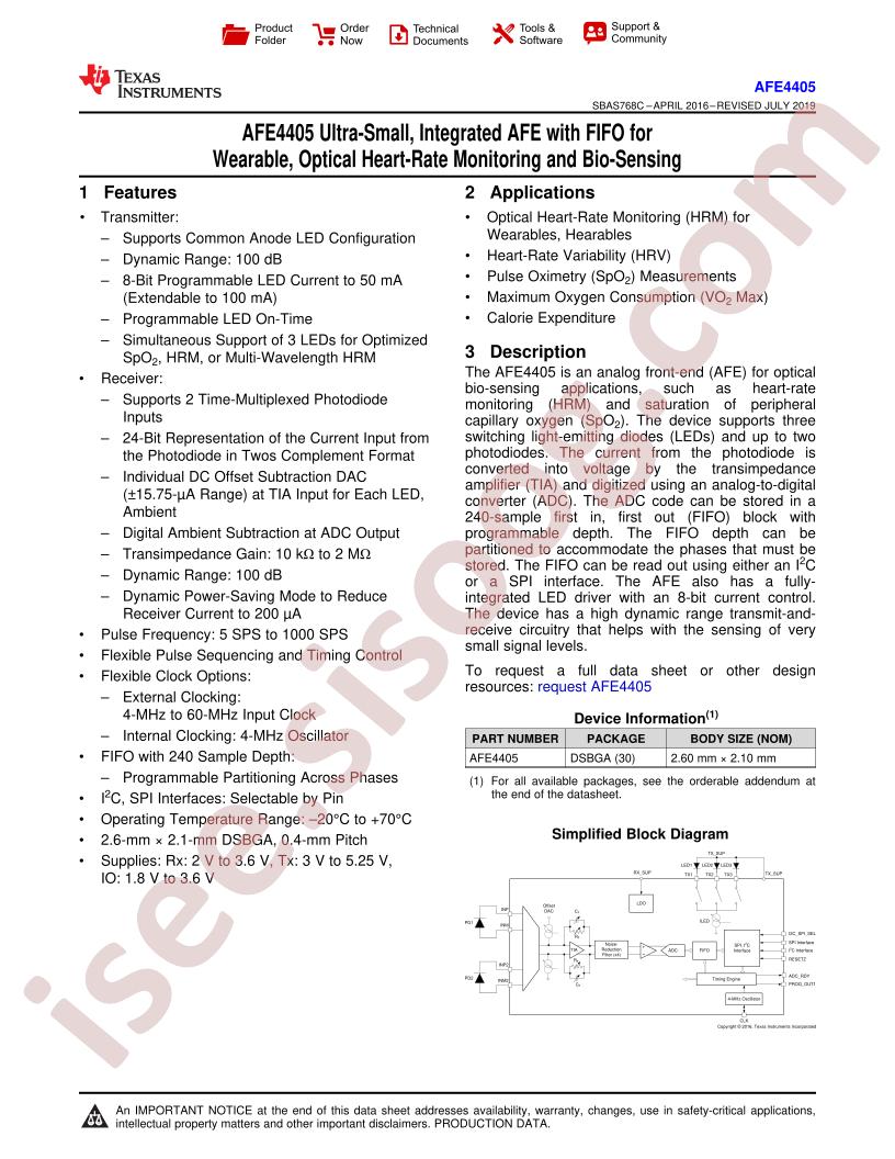 AFE4405 Datasheet