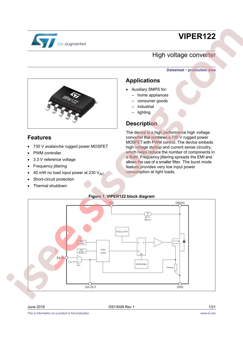 VIPER122 Datasheet