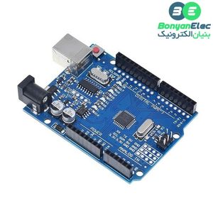 برد آردوینو Uno دارای پردازنده مرکزی ATmega328 و چیپ مبدل CH340G5