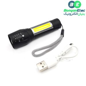 چراغ قوه زوم دار جیبی XPE+COB با چراغ بغل