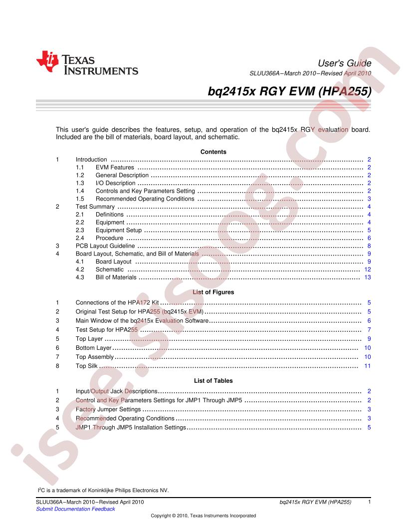 BQ2415x RGY EVM User Guide
