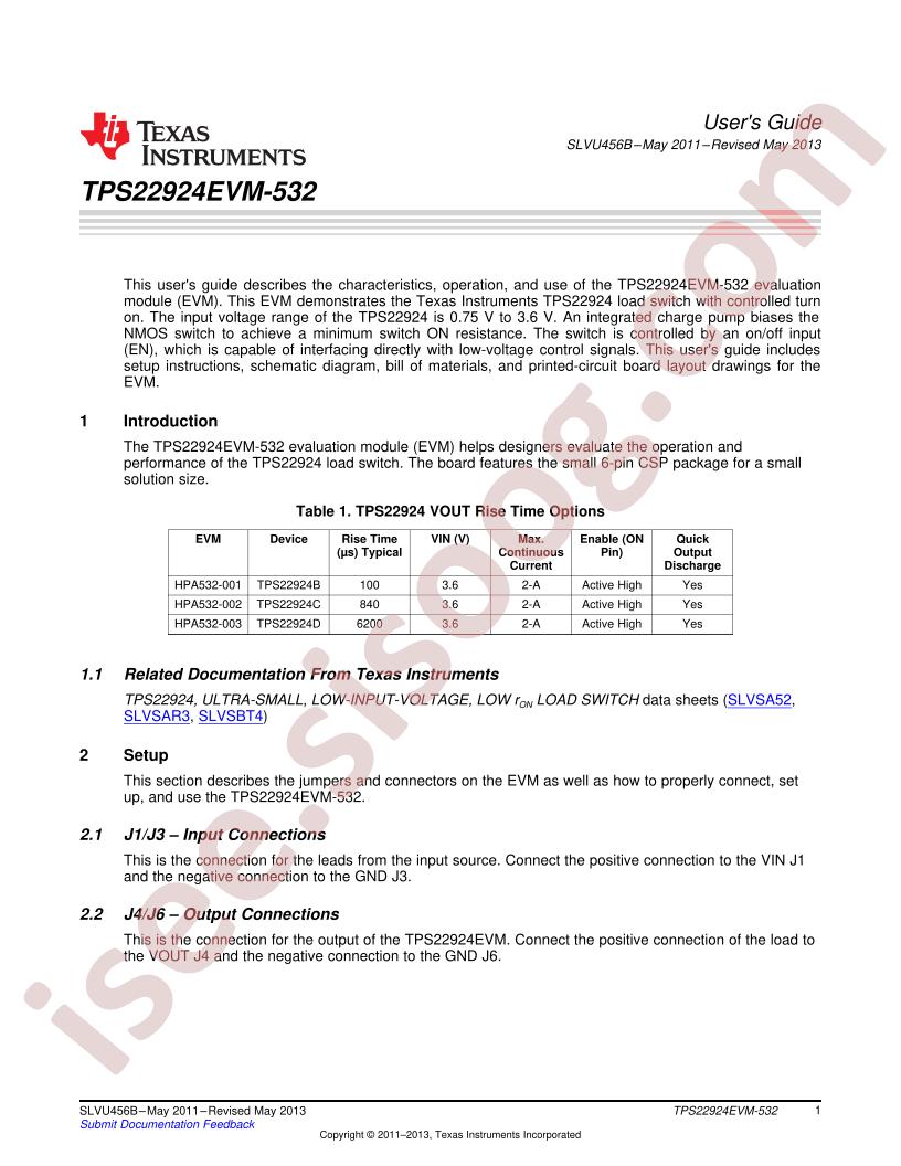 TPS22924EVM-532 User Guide